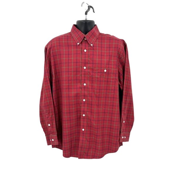 Vintage Orvis Mens Button Down Shirt Size Large Red Plaid - Picture 2 of 7